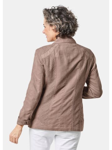 GOLDNER Velourslederimitat-Blazer mit Perforierung in taupe