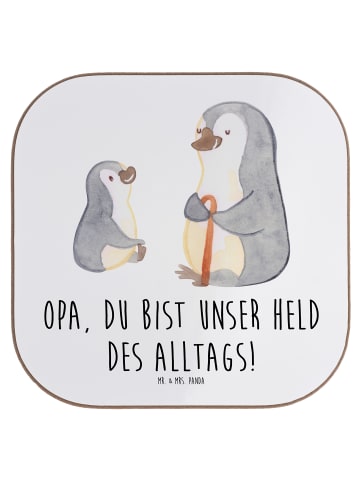 Mr. & Mrs. Panda Getränkeuntersetzer Opa Held mit Spruch in Weiß