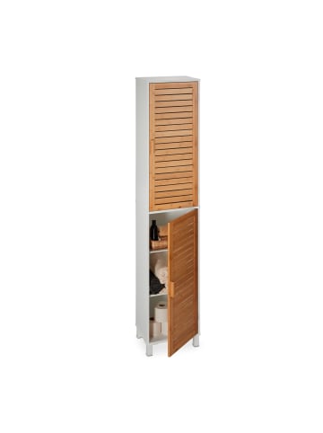 relaxdays Badezimmerschrank in Weiß/ Natur - (B)40 x (H)190 x (T)30 cm