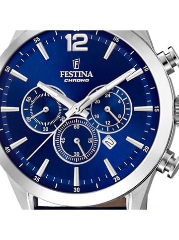 Festina Chronograph-Armbanduhr Festina Timeless Chronograph dunkelblau groß (ca. 44mm)