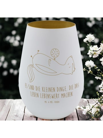 Mr. & Mrs. Panda Gold Windlicht Stinktier Ball mit Spruch in Weiß