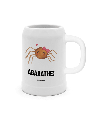 Mr. & Mrs. Panda Bierkrug Spinne Agathe Freude mit Spruch in Weiß