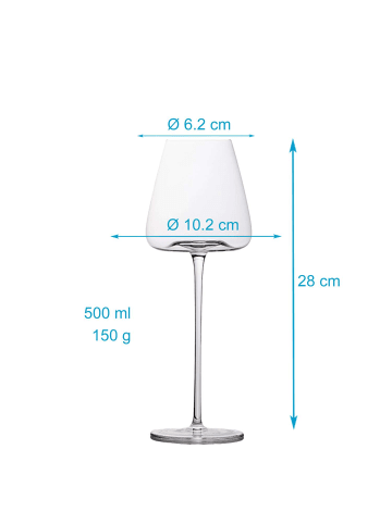 Intirilife Wein Glas Set 500ml Weißwein Rotwein in 2x 500ml Transparent