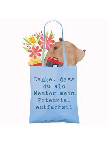 Mr. & Mrs. Panda Canvas Tasche Spruch Mentor Potenzial mit Spruch in Sky Blue