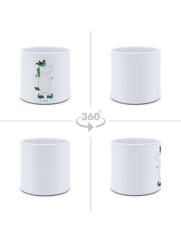 Mr. & Mrs. Panda Blumentopf Einhorn Joker ohne Spruch in Weiß