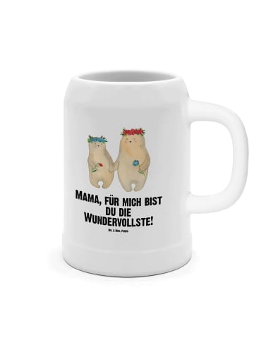 Mr. & Mrs. Panda Steinkrug Bären mit Blumenkranz mit Spruch in Weiß