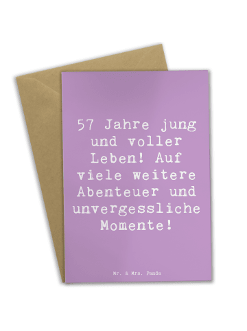 Mr. & Mrs. Panda Grußkarte Spruch 57. Geburtstag Jubel mit Spruch in Lavendeltraum