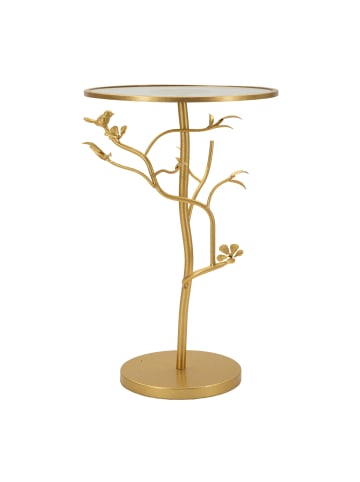 Mauro Ferretti Couchtisch aus goldfarbenem Metall und Glas, ø 38 x 60 cm