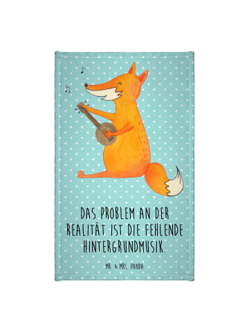 Mr. & Mrs. Panda Handtuch Fuchs Gitarre mit Spruch in Türkis Pastell