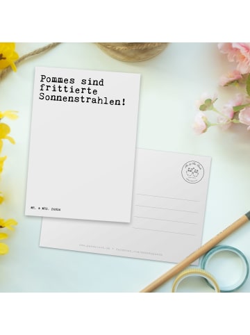 Mr. & Mrs. Panda Grußkarte Pommes sind frittierte Sonnenstrahlen... in Weiß