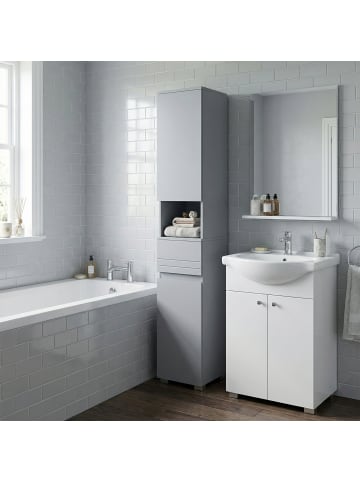 VASAGLE Badezimmerschrank in Grau - (B)30 x (H)170 x (T)30 cm