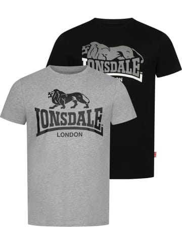 Lonsdale T-Shirt "Loscoe T-Shirt normale Passform Doppelpack" in Grau