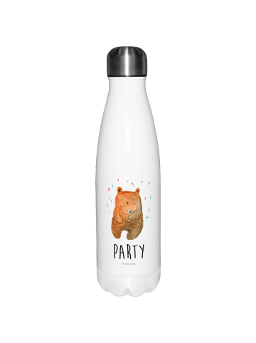 Mr. & Mrs. Panda Sport Trinkflasche Bär Party mit Spruch in Weiß