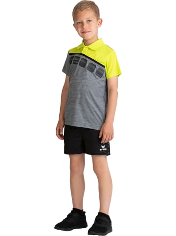 erima 5-C Poloshirt in grau melange/lime pop/schwarz