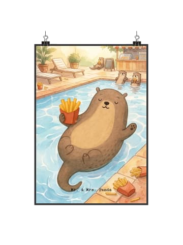 Mr. & Mrs. Panda Print Otter Schwimmbad Pommes Design ohne Spruch in Weiß