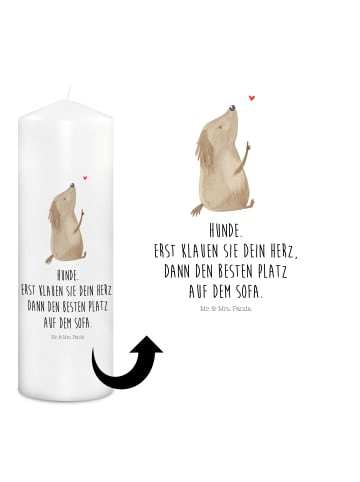 Mr. & Mrs. Panda Adventskerze Hund Liebe mit Spruch in Weiß