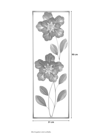 möbel-direkt Wanddekoration Blumen in gold/silber und rot lackiert