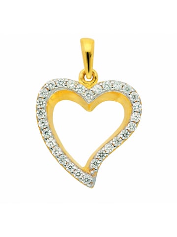 Adeliás Damen 333 Gold Anhänger Herz mit Zirkonia in gold