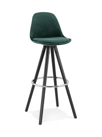 KADIMA DESIGN Barhocker mit Tannengrünem Samtsitz | Schwarz Grün Design in Grün-Schwarz