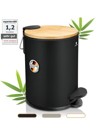Exitoso EXITOSO Tretmülleimer mit Softclose-Deckel aus Bambus, 3 l - ideal für Bad & C