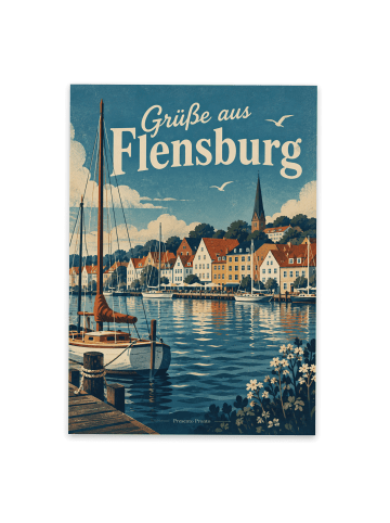Postkarte Hafen maritim Design mit Spruch in Weiß
