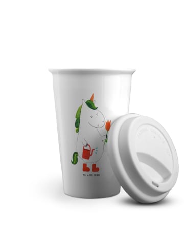 Mr. & Mrs. Panda Kaffeebecher Einhorn Gärtner ohne Spruch in Weiß