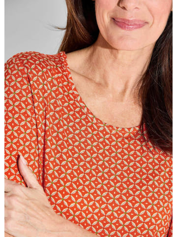 GOLDNER Kurzgröße:  Shirt Shirt in orange / cremeweiß / gemustert