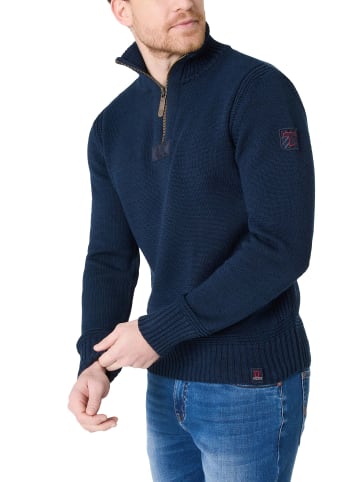 Timezone Hochwertiger Strickpullover mit Reißverschluss-Details in Blau