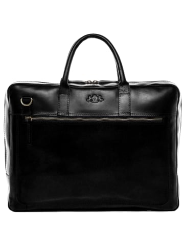 SID & VAIN Leder-Laptoptasche 15" echt Leder Aktentasche 15 Zoll Laptop Fach schwarz in schwarz