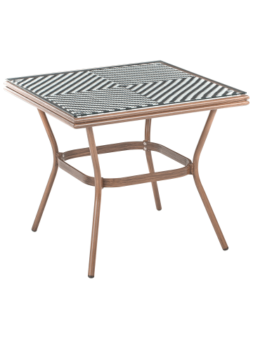 Beliani Gartentisch CASPRI in Schwarz/Weiß/Braun - (W) 80 x (H) 71 x (L) 80 cm