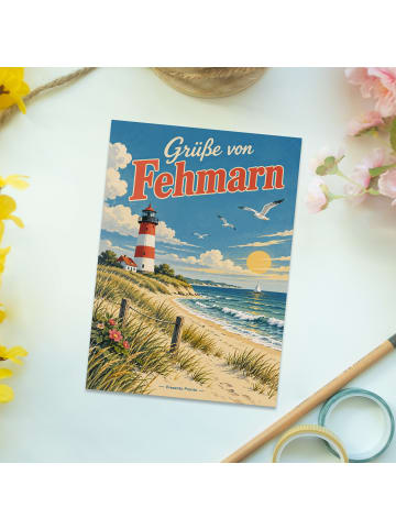 Postkarte Leuchtturm nostalgisch Design mit Spruch in Weiß