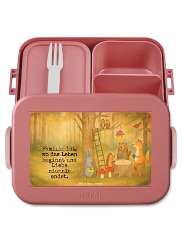 Mr. & Mrs. Panda Bento Box Waldtiere Picknick Design mit Spruch in Rot Pastell