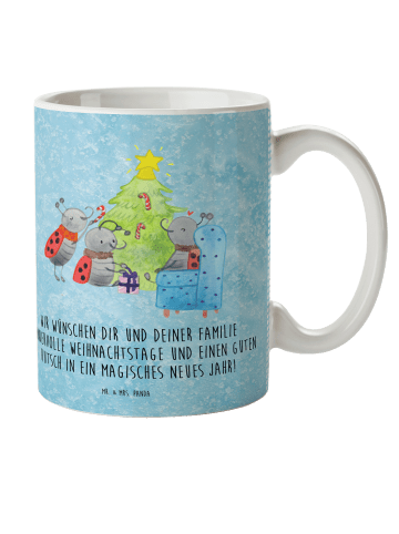 Mr. & Mrs. Panda Kaffeetasse Weihnachten Smörle mit Spruch in Eisblau