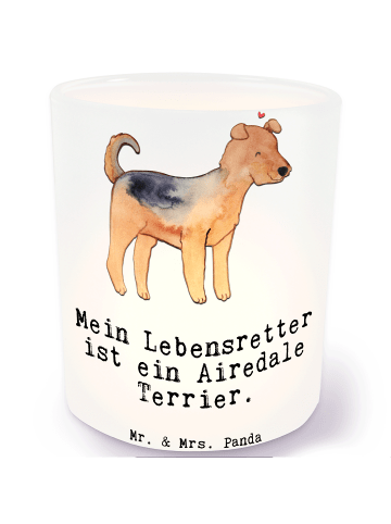 Mr. & Mrs. Panda Deko Windlicht Airedale Terrier Lebensretter mi... in Transparent