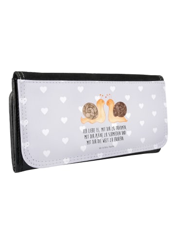 Mr. & Mrs. Panda Damen Portemonnaie Schnecken Liebe mit Spruch in Grau Pastell