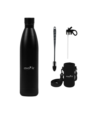AWAVE Trinkflasche 750 ml | Edelstahl in Schwarz