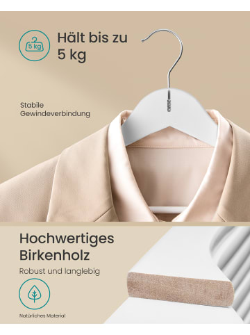 SONGMICS 10er-Set: Kleiderbügel Cason in Weiß - (B)21 x (H)0.8 x (T)42.9 cm