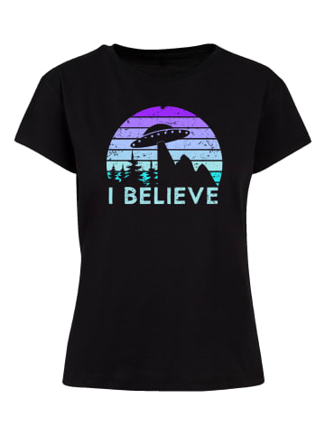 F4NT4STIC Box Tee I BELIEVE UFO Alien Raumschiff Retro in schwarz