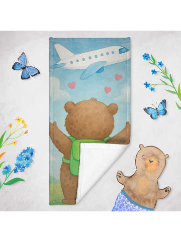 Mr. & Mrs. Panda Frottier Bär Flugzeug Design ohne Spruch in Grau Pastell