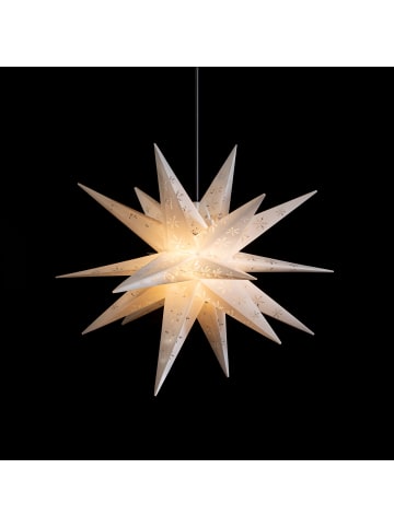 Sterntaler Dekostern | Weihnachtsstern mit Schneeflocken Design | Faltstern | Wei