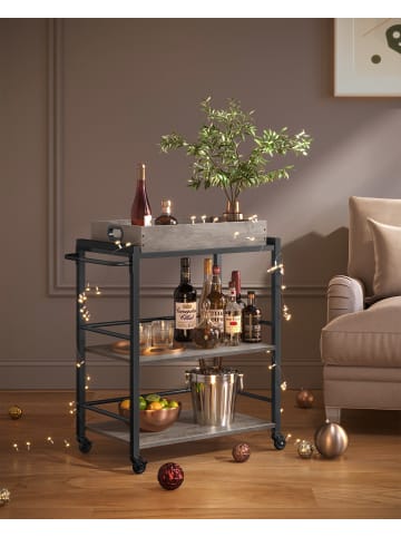 VASAGLE Servierwagen Barnet in Beige-Schwarz - (B)40 x (H)86 x (T)72 cm
