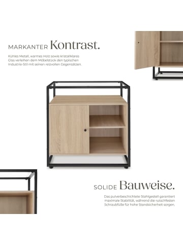 tectake Kommode Conventry 70 x 38 x 80,5 cm, Industrial Holz hell, Eiche Sonoma