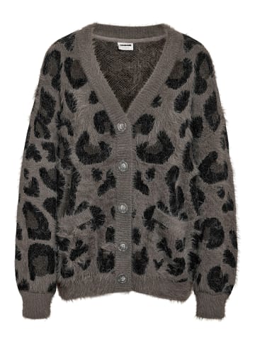 Noisy may Strickjacke mit Animal-Print in Grau-Schwarz