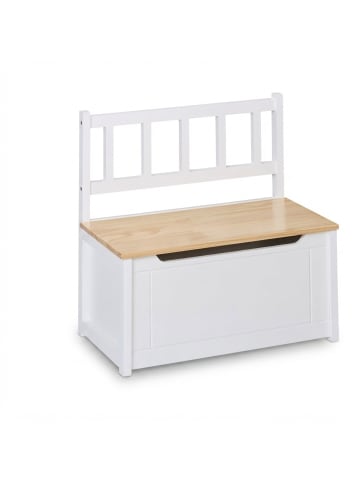 relaxdays Kinderbank in Weiß/ Natur - (B)57 x (H)55 x (T)31 cm