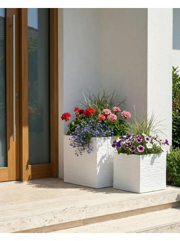 Beliani Outdoor Blumentopf PAROS in Weiß - (W) 40 x (H) 38 x (L) 40 cm
