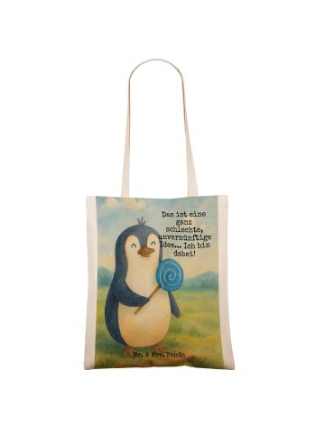 Mr. & Mrs. Panda Stoffbeutel Pinguin Lolli Design mit Spruch in Weiß