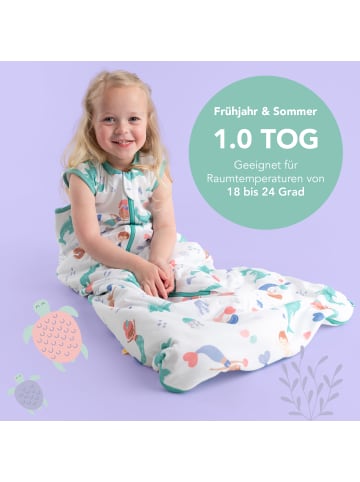 Schlummersack Babyschlafsack, 1.0 TOG in Weiß-Türkis