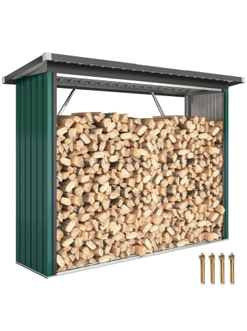 Outsunny Kaminholzregal in Grün 213L x 66,5B x 150H cm