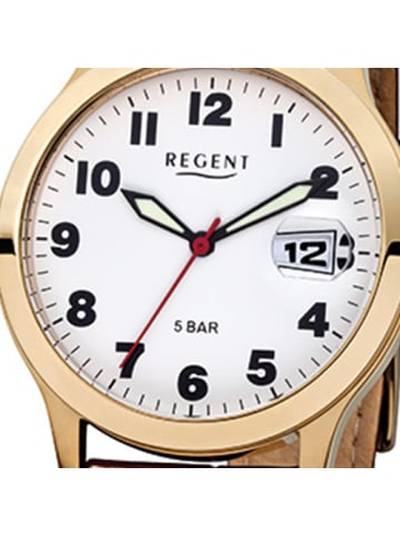 Regent Analog-Armbanduhr Regent Lederarmband braun mittel (ca. 39mm)
