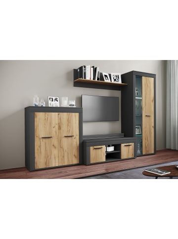 VCM  Holz TV Lowboard Möbel Fernsehschrank Usilo L in Anthrazit / Honig-Eiche